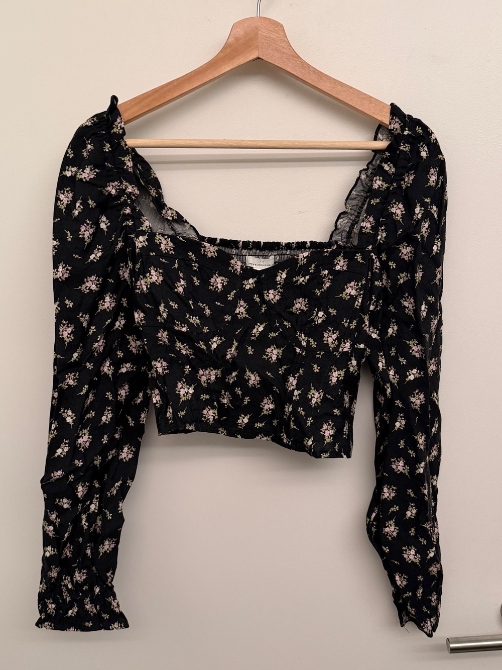 NWT H&M Linen Blend Floral Smocked Crop top